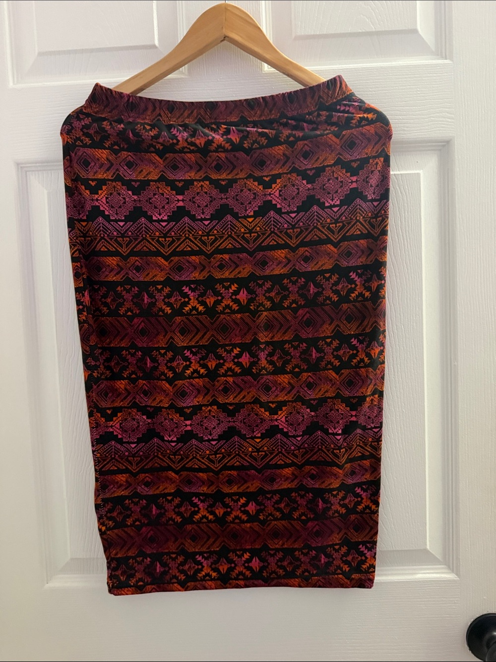 Hot Kiss Black, Pink & Orange Tribal-Print Pencil Skirt